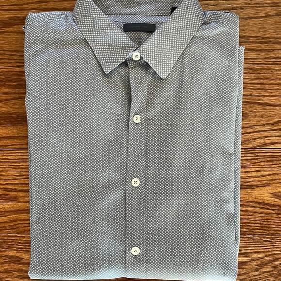 ZACHARY PRELL men’s casual dress button down shirt blue fine print SOFT COTTON - Picture 1 of 13